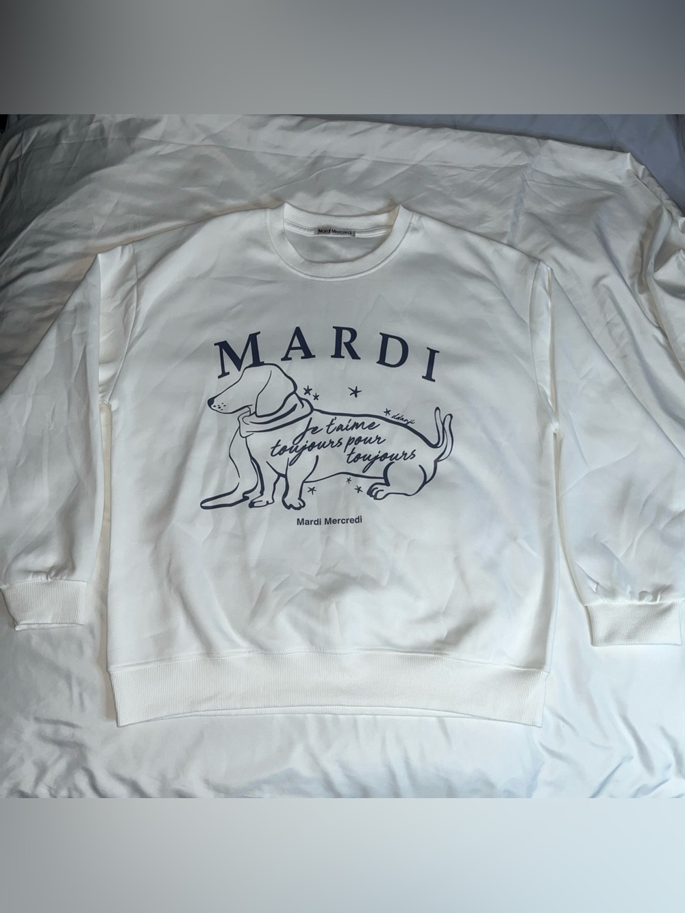 MARDI MERCREDI Dachsund The Tail Cotton Terry Sweatshirt White One Size